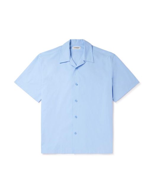 Jil Sander Blue Convertible-collar Cotton-poplin Shirt for men