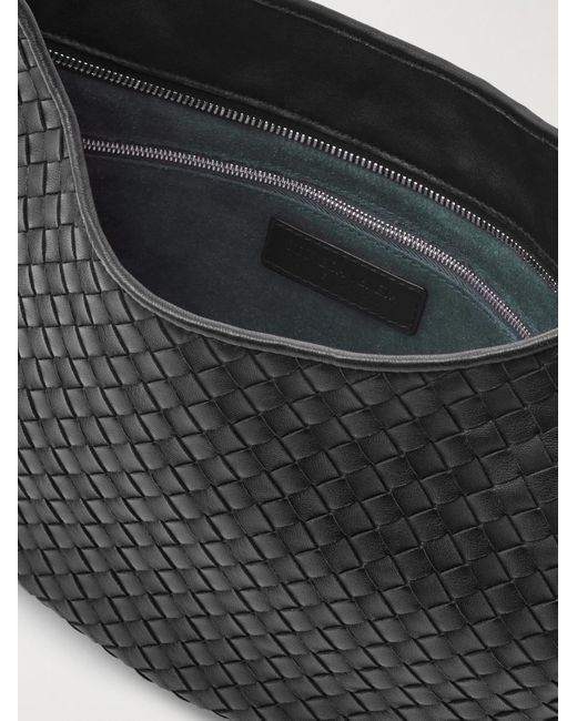 Bottega Veneta Black Intrecciato Leather Messenger Bag for men