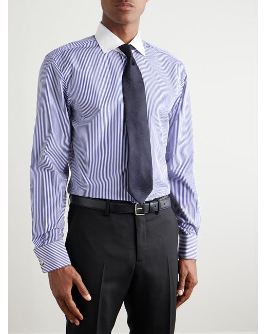 Ralph Lauren Blue Striped Cotton-poplin Shirt for men