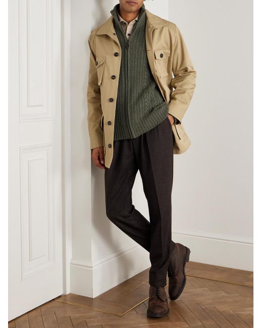 James Purdey & Sons Green Burlington Cable-Knit Wool And Cashmere Zip-Up Cardigan for men
