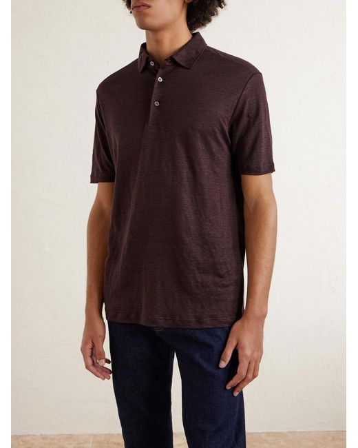 Loro Piana Red Linen Polo Shirt for men
