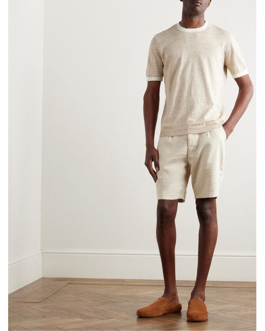 Thom Sweeney Natural Stretch Linen And Cotton-blend Shorts for men