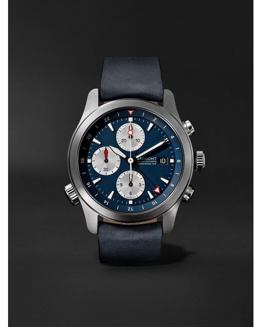 Bremont Black Limited Edition Automatic Gmt Chronograph 43mm Stainless Steel And Leather Watch for men