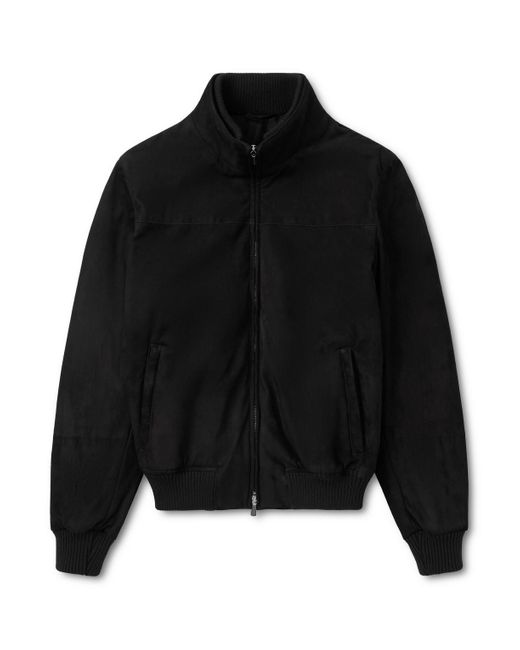 Thom Sweeney Black Suede Bomber Jacket for men