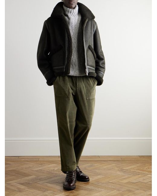 Mr P. Black Shearling Aviator Jacket for men