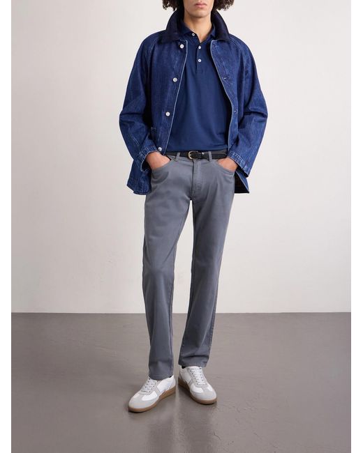 Peter Millar Blue Signature Straight-leg Cotton-blend Sateen Trousers for men