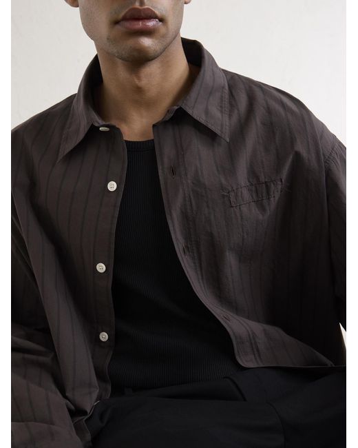 mfpen Brown Essay Pinstriped Cotton Shirt for men