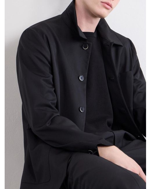 Barena Black Wool-Blend Gabardine Overshirt for men