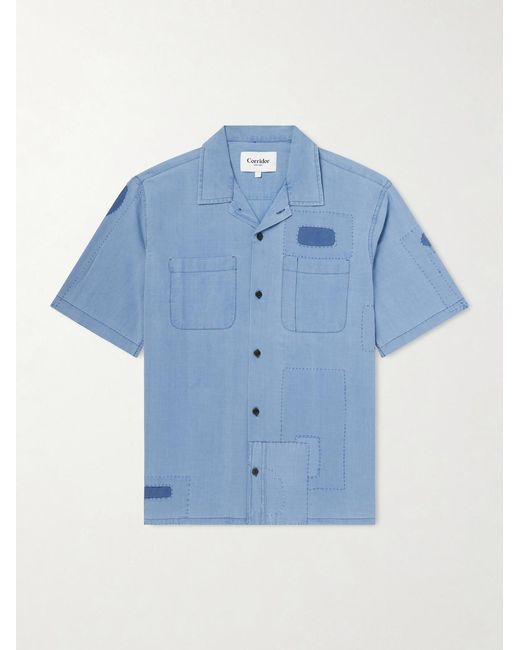 Corridor NYC Blue Patchwork Cotton Shirt for men