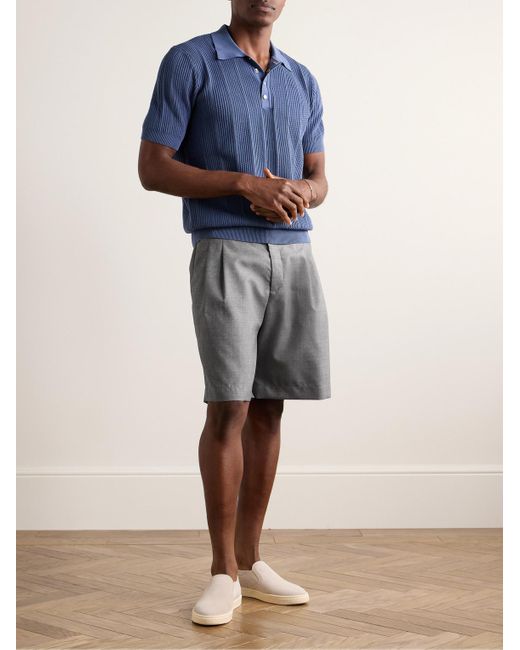 Brunello Cucinelli Gray Straight-leg Pleated Virgin Wool Bermuda Shorts for men