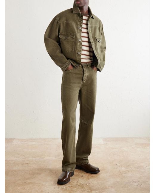 MANAAKI Green Pita Straight-Leg Garment-Dyed Jeans for men