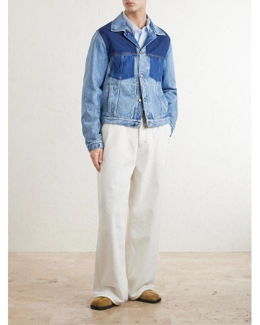 Maison Margiela Blue Patchwork Denim Jacket for men