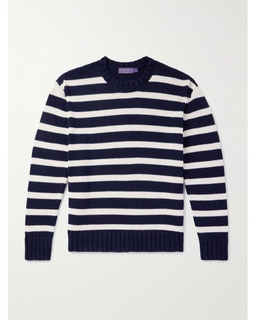 Ralph Lauren Blue Striped Cotton Sweater for men