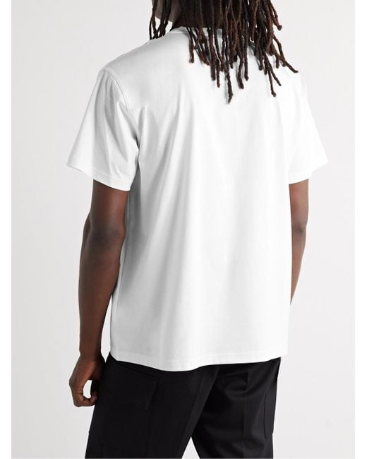 T-shirt in jersey di cotone con logo di Burberry in White da Uomo