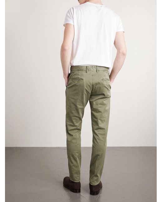 Slowear Green Slim-fit Tapered Stretch-cotton Gabardine Trousers for men