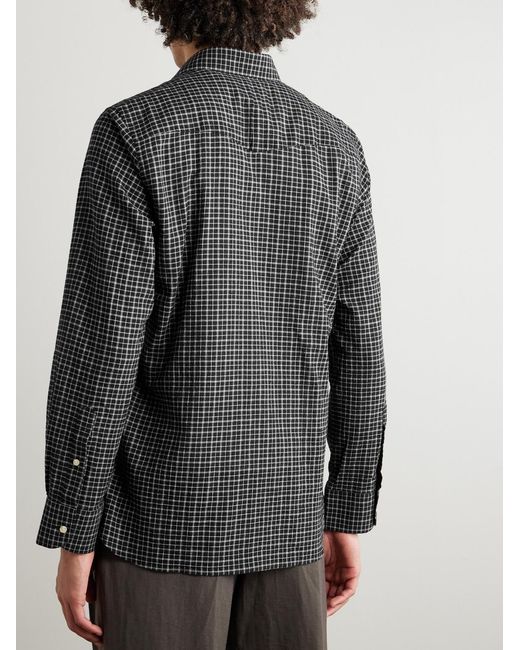 Officine Generale Gray Giacomo Checked Cotton Shirt for men