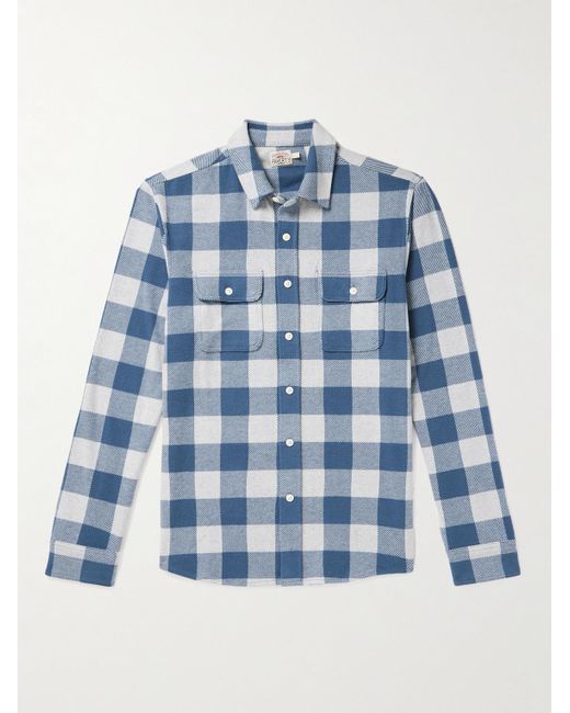 Faherty Brand Blue Legendtm Checked Recycled Knitted Shirt for men