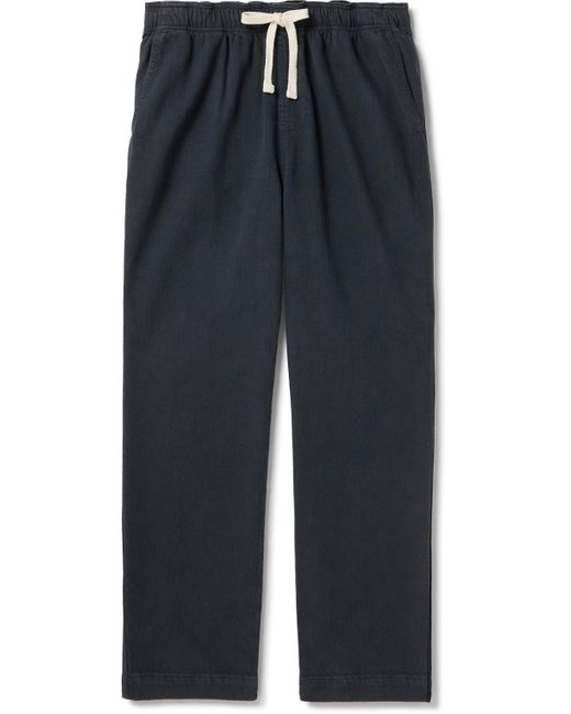 FRAME Blue Travel Tapered Cotton Drawstring Trousers for men