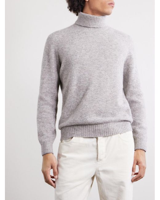 Brunello Cucinelli White Alpaca-Blend Rollneck Sweater for men
