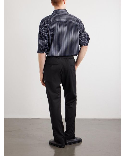 Barena Blue Riobarbo Straight-Leg Virgin Wool Drawstring Trousers for men
