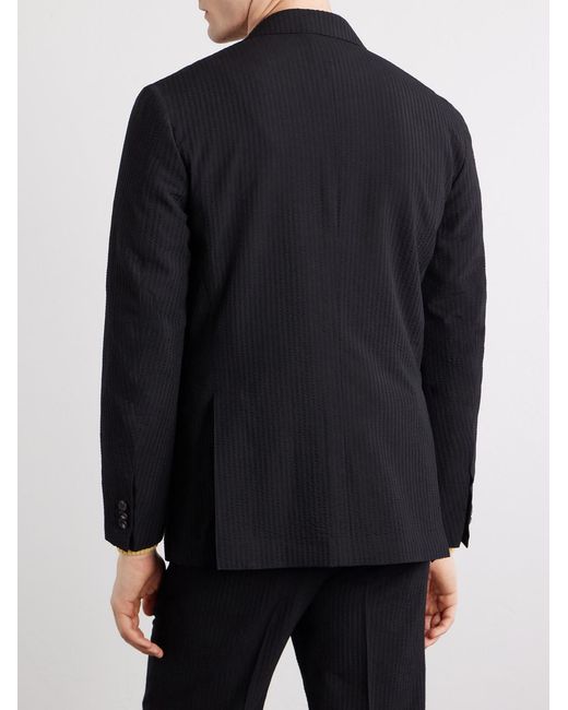 J. Mueser Black Seersucker Virgin Wool Suit Jacket for men