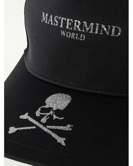 MASTERMIND WORLD Black Logo-print Glittered Canvas And Mesh Trucker Cap for men