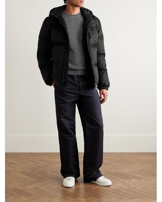 Gucci Black Quilted Logo-Jacquard Nylon Hooded Down Jacket for men