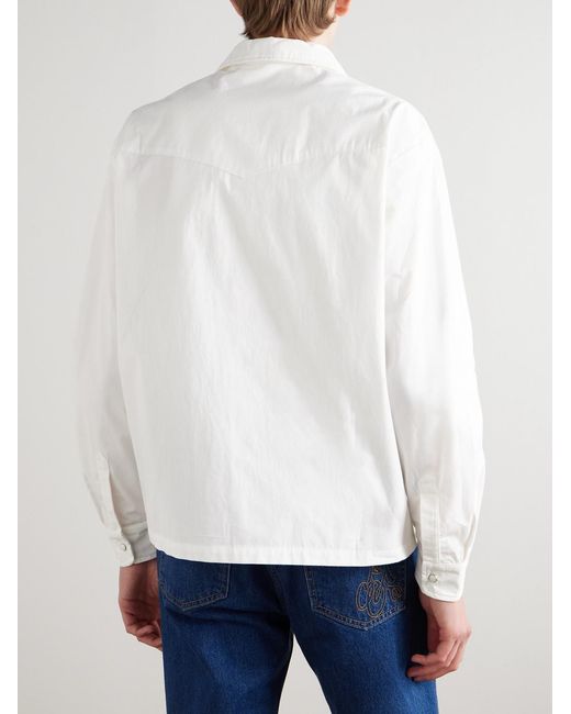 CHERRY LA Natural Logo-embroidered Cotton-poplin Shirt for men