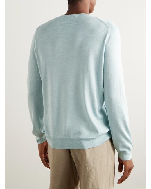 Zegna Pullover aus einer Mischung aus Maulbeerseide in Blue für Herren