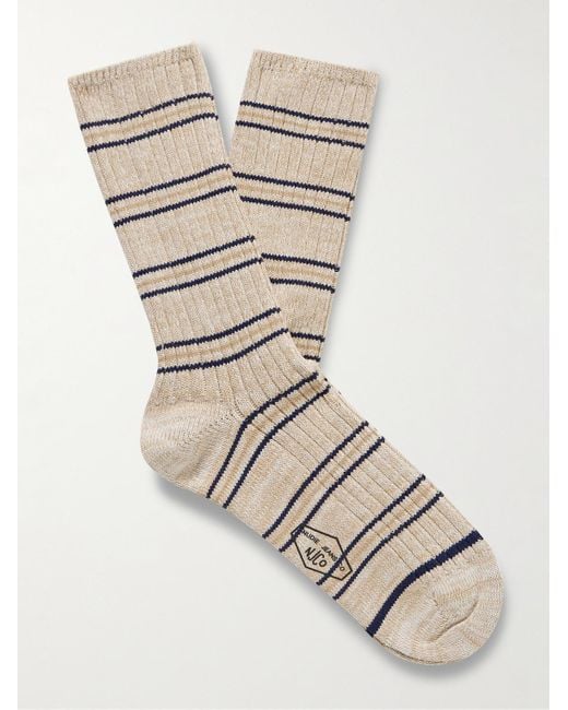 Nudie Jeans Natural Striped Ribbed-knit Socks for men