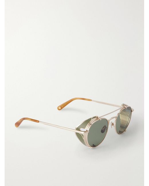 Garrett Leight Natural Ocampo Round-Frame Metal Sunglasses for men