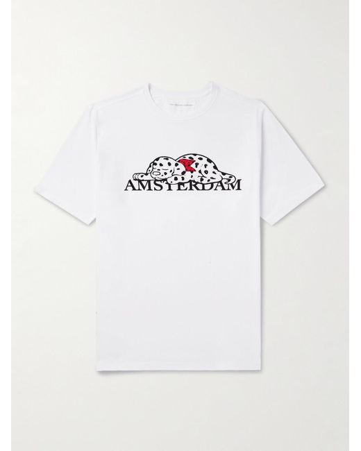 T-shirt in jersey di cotone con stampa Pup Amsterdam di Pop Trading Co. in White da Uomo