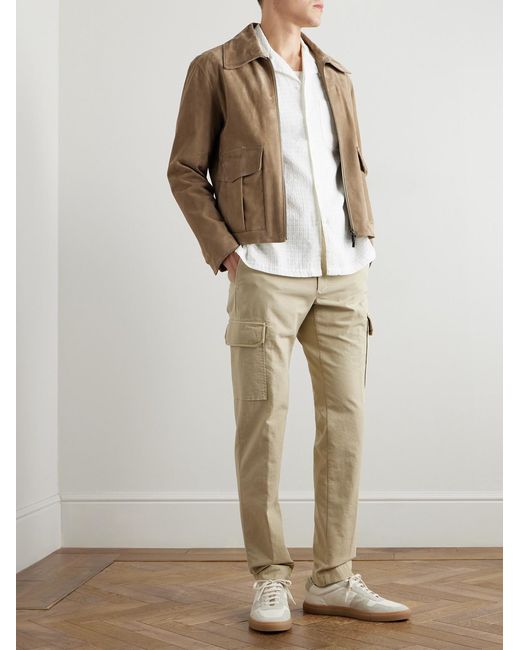 Slowear Natural Tapered Cotton-Blend Cargo Trousers for men