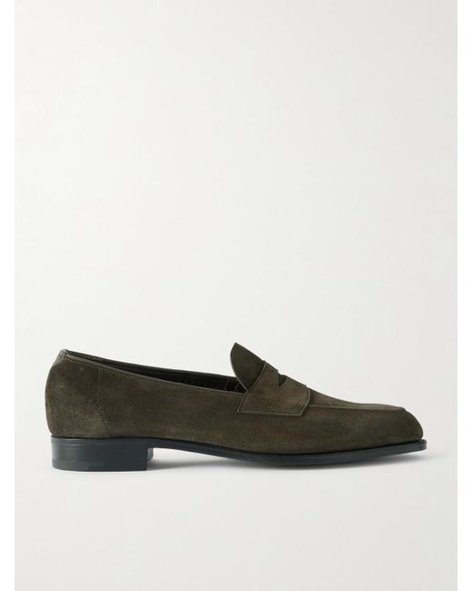 Edward Green Green Piccadilly Suede Penny Loafers for men