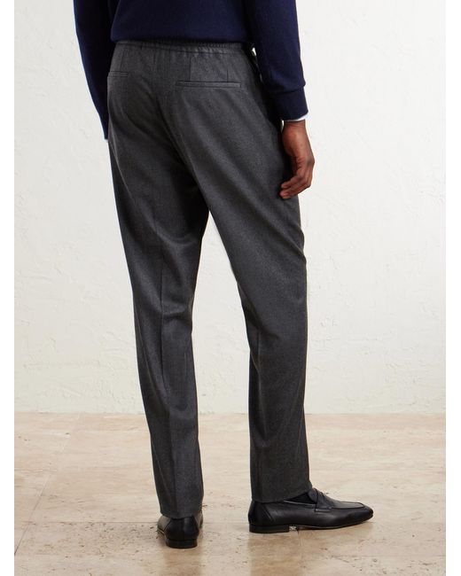 Lardini Gray Straight-Leg Wool And Cashmere-Blend Flannel Trousers for men