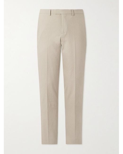 Pantaloni slim-fit in cotone seersucker stretch di Paul Smith in Natural da Uomo