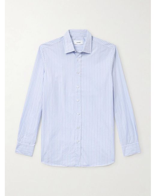 Lardini Blue Striped Cotton Shirt for men