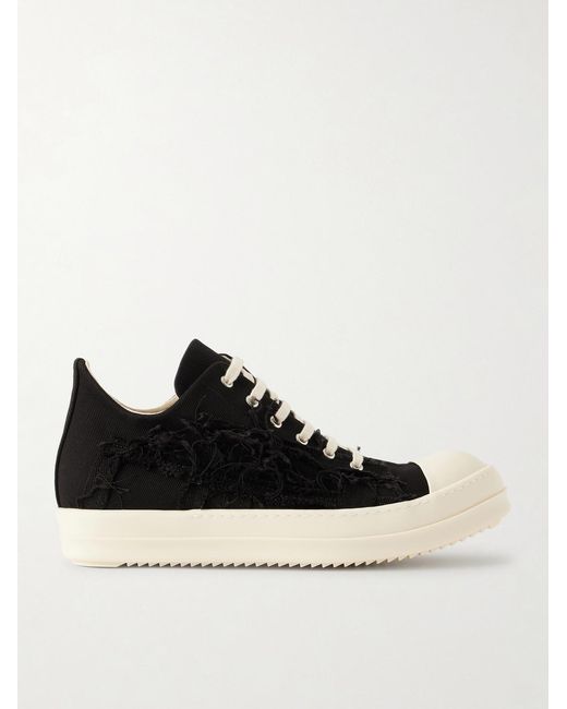 Rick Owens Black Ramones Frayed Denim Sneakers for men