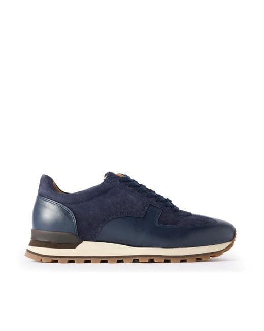 Mr P. Blue Carlos Suede And Leather Sneakers for men