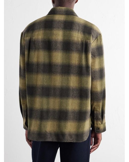 A.P.C. Green Malaury Checked Wool-Blend Flannel Shirt for men