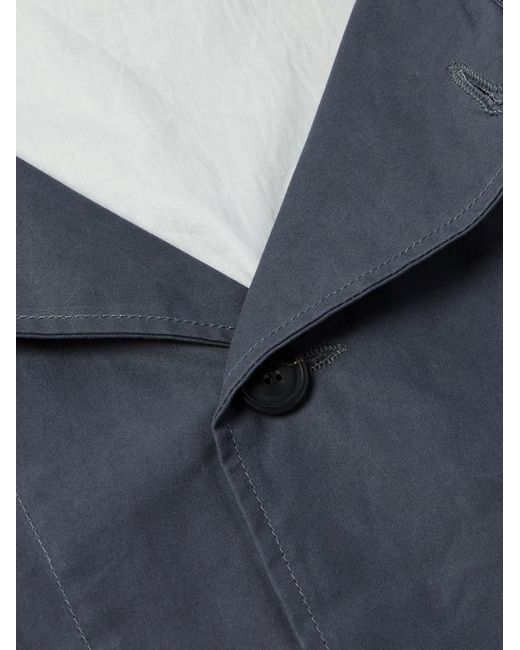 Ghiaia Blue Belted Waxed Cotton-Canvas Trench Coat for men