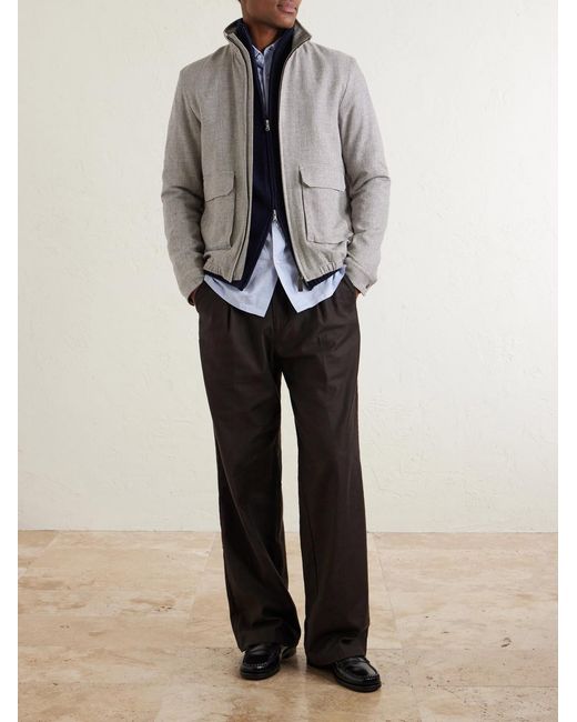 Herno Gray Houndstooth Linen-blend Bomber Jacket for men
