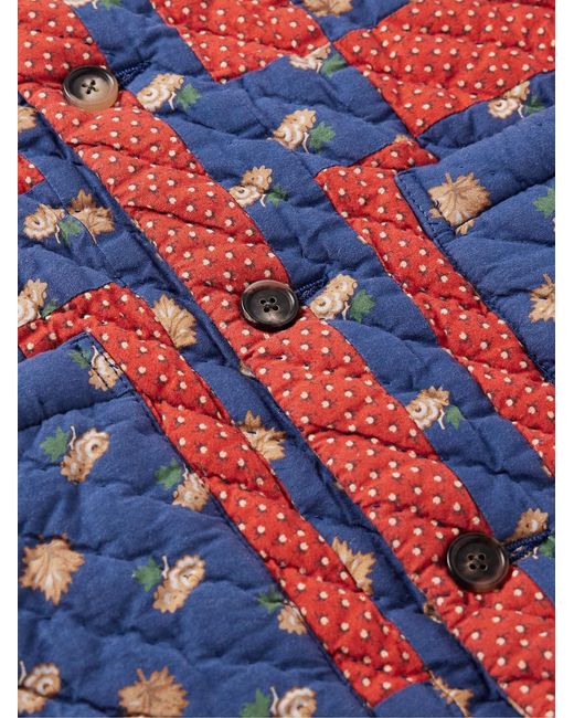Bode Red Sheepfold Quilted Padded Printed Cotton Jacket for men