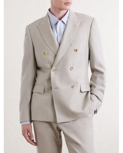 Mr P. Gray Double-Breasted Wool-Hopsack Suit Jacket for men