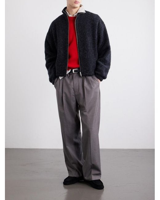 Jil Sander Blue Brushed Wool-Blend Blouson Jacket for men