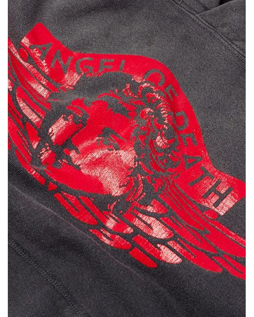 SAINT Mxxxxxx Gray Distressed Printed Cotton-Jersey Hoodie for men