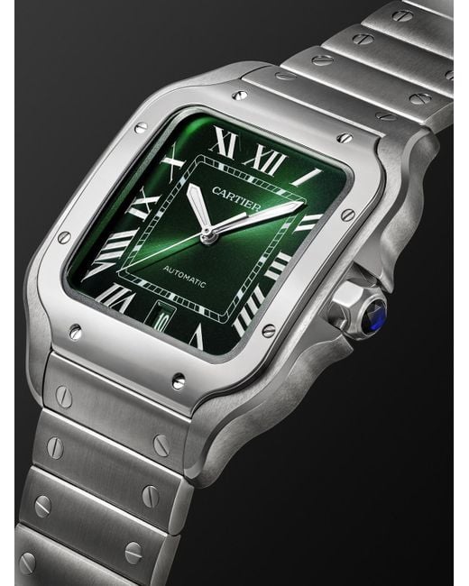 Cartier Black Santos De Large Automatic 39.8Mm Interchangeable Stainless Steel And Alligator Watch, Ref. No. Wssa0062 for men