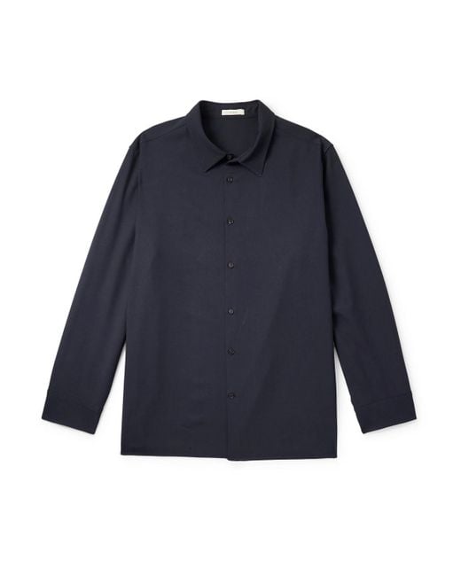 The Row Blue Beto Wool-Gabardine Shirt for men