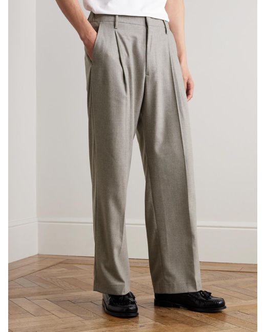 NN07 Gray Kay Straight-leg Pleated Woven Trousers for men