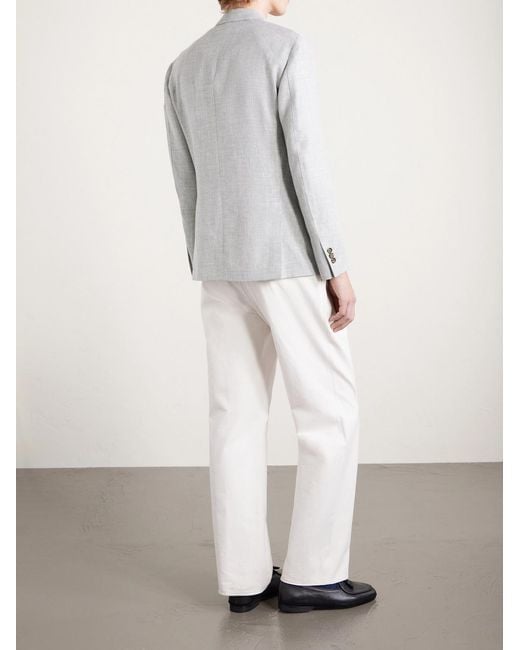 Lardini Gray Roma Slim-fit Embellished Double-breasted Wool And Linen-blend Blazer for men